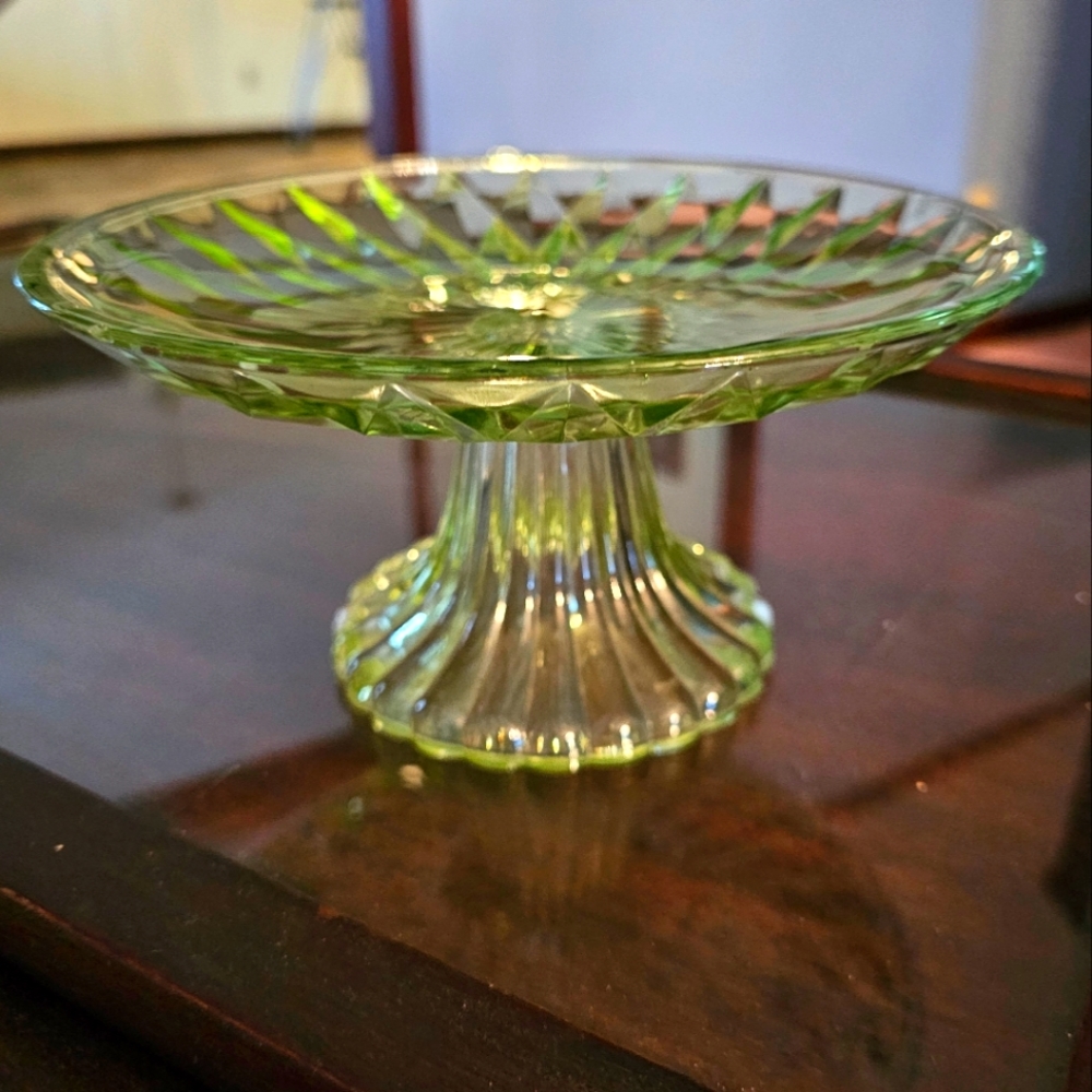 Depression Era glass cake stand